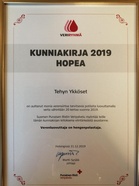 Hopeinen kunniakirja eli yli 20 luovutusta vuonna 2019